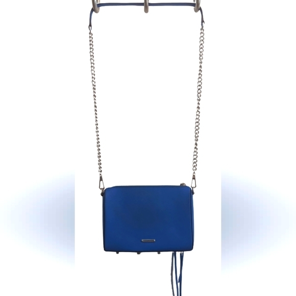 EUC 100% Genuine Leather beautiful blue removable strap back zip top zip closure - Picture 12 of 15